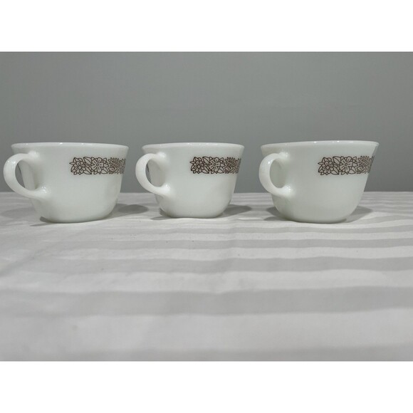 Vintage Pyrex Corning NYUSA "Woodland Brown" Set/3 Coffee Mugs Set Of 3 - Picture 1 of 6